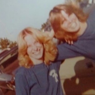 Crystal and I at a high school football game, around 1979